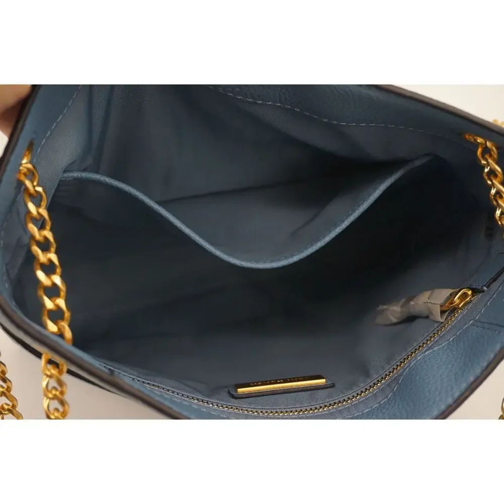 Tory Burch Everly Swingpack Crossbody Bag Logo $428 shoulder chain Blue Yonder